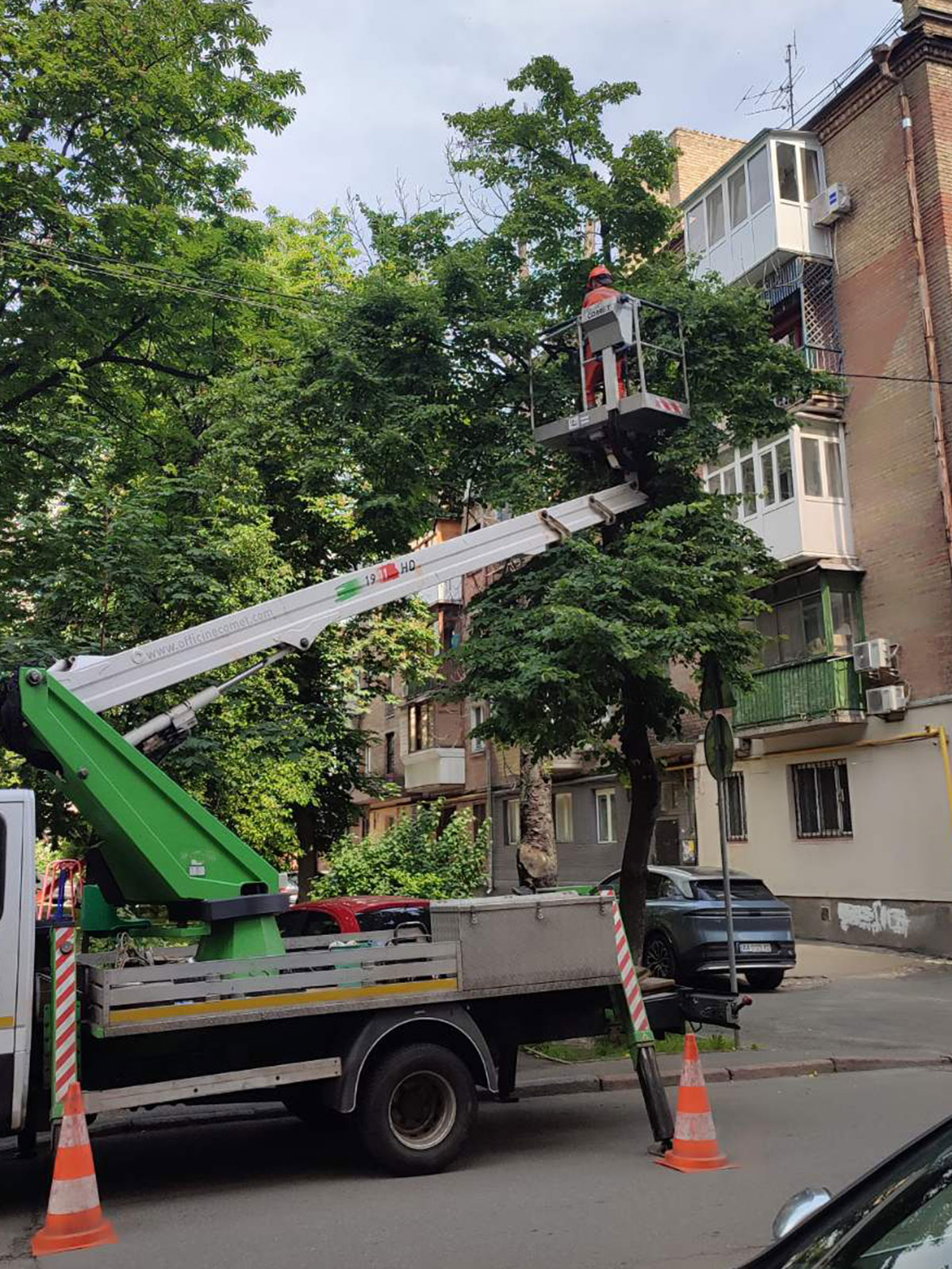 автовишка кронує дерева