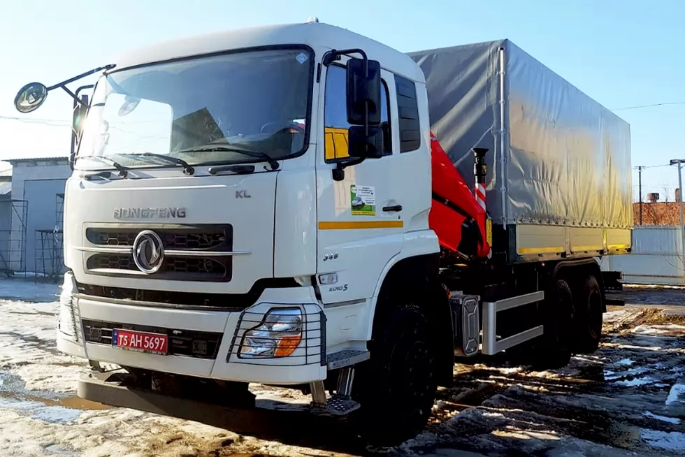 Виготовили бортову платформу з тентом та краном-маніпулятором на базі DONGFENG, фото 11